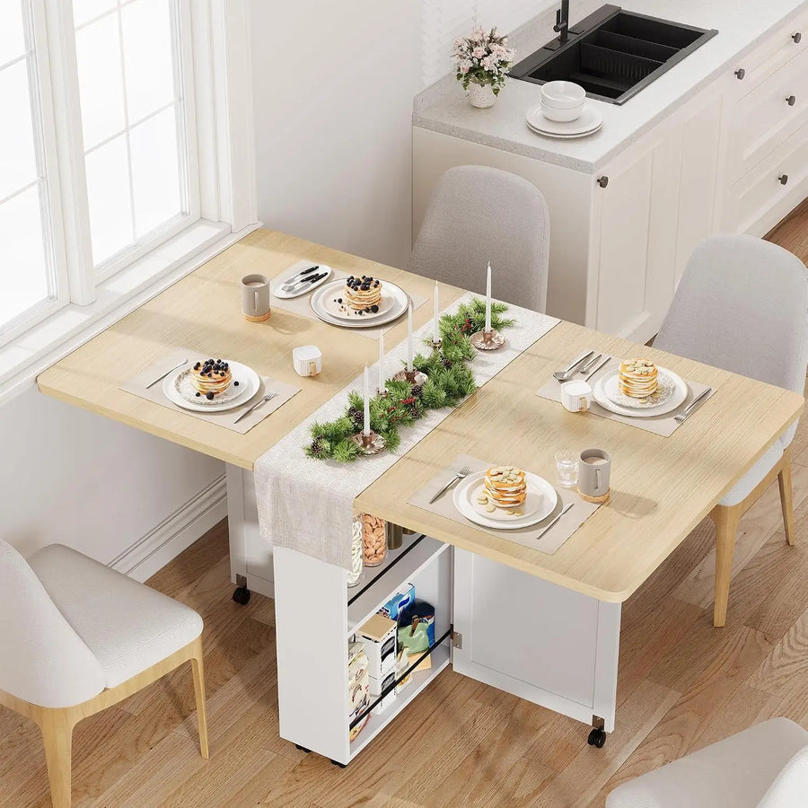 Garvee Folding Dining Table — Space-Saving Square Design with Storage