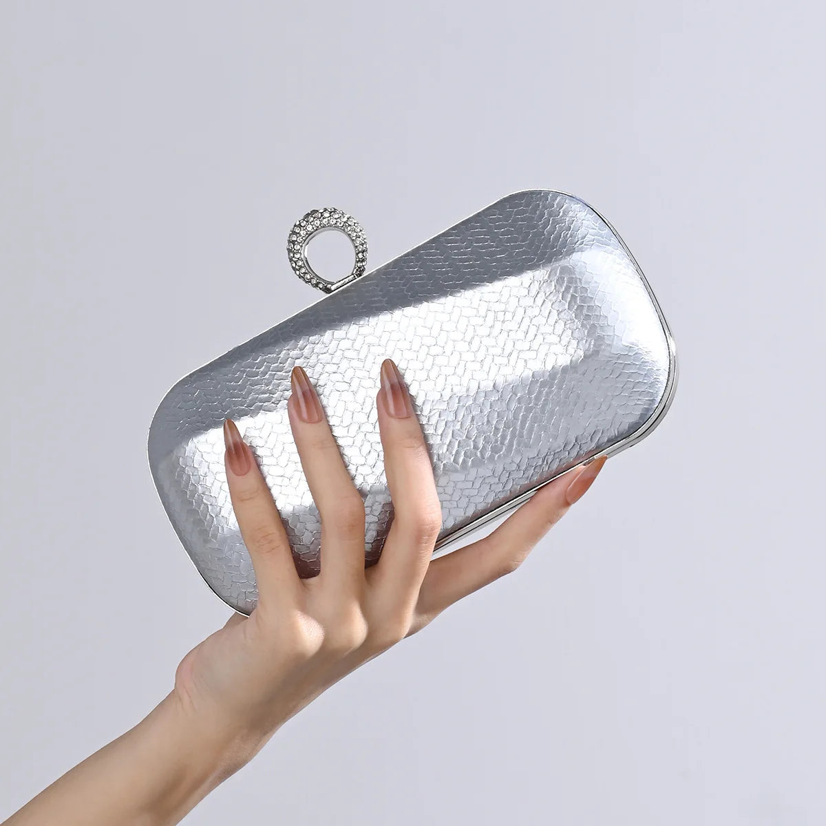 Women's Elegant Square Clutch Bag — Evening Handbag with Long Chain