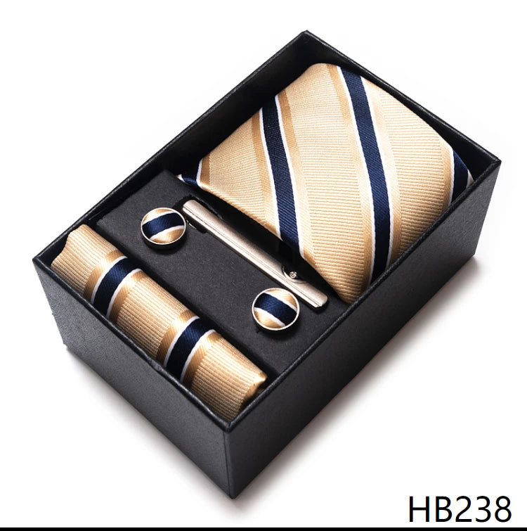VanGise Men's Necktie Set — Business Tie, Cufflinks, and Pocket Square Kit