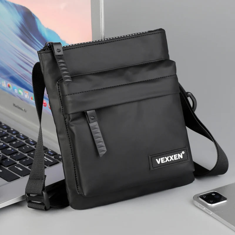 Men's PU Leather Messenger Sling Bag — Compact Crossbody Phone Pouch