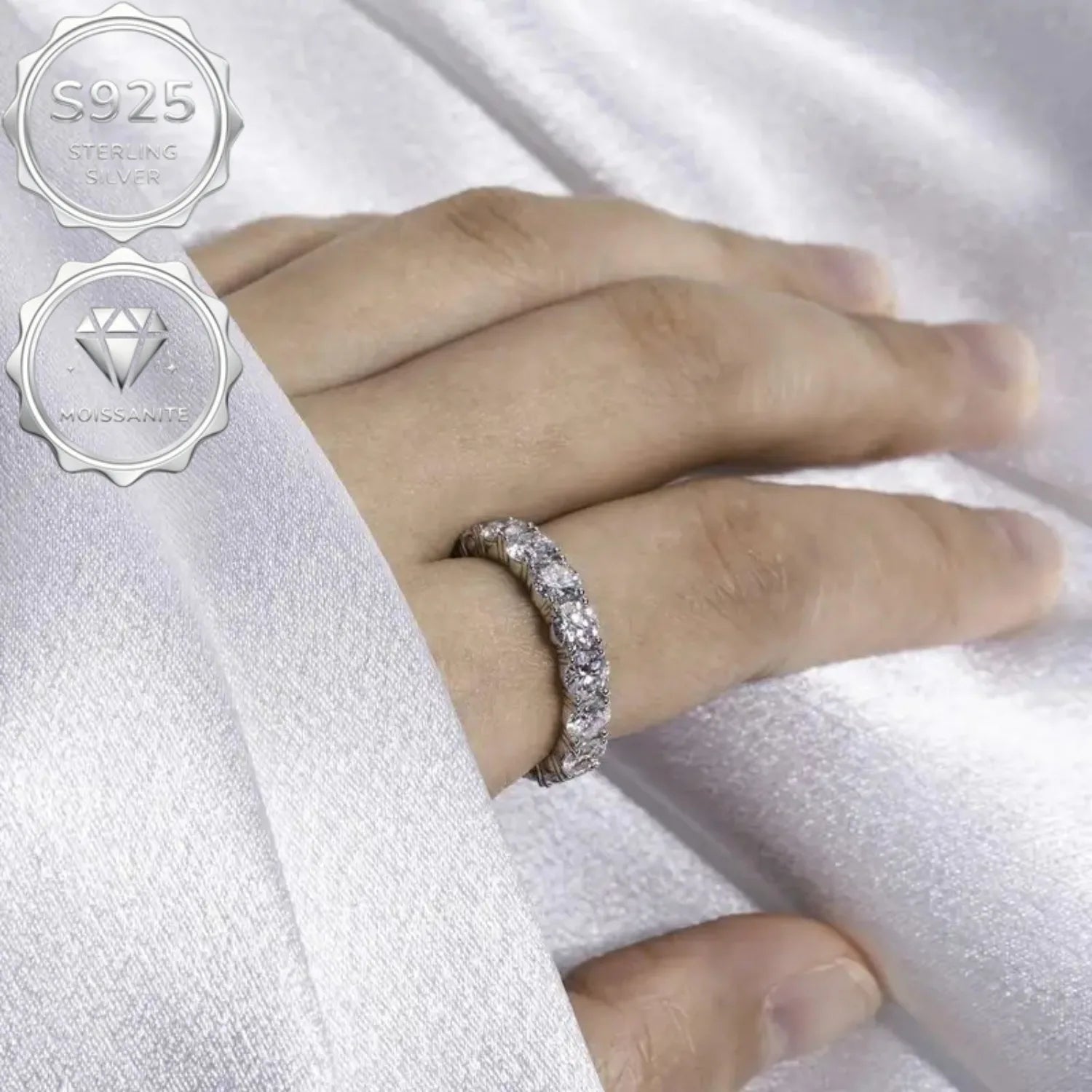 Moissanite Eternal Ring — S925 Sterling Silver Classic Wedding Jewelry