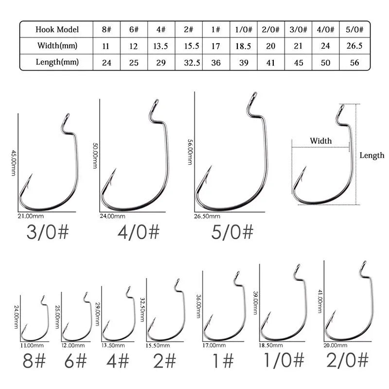 JYJ High Carbon Steel Offset Worm Hooks — Super Slide Fishhooks for Texas Rig
