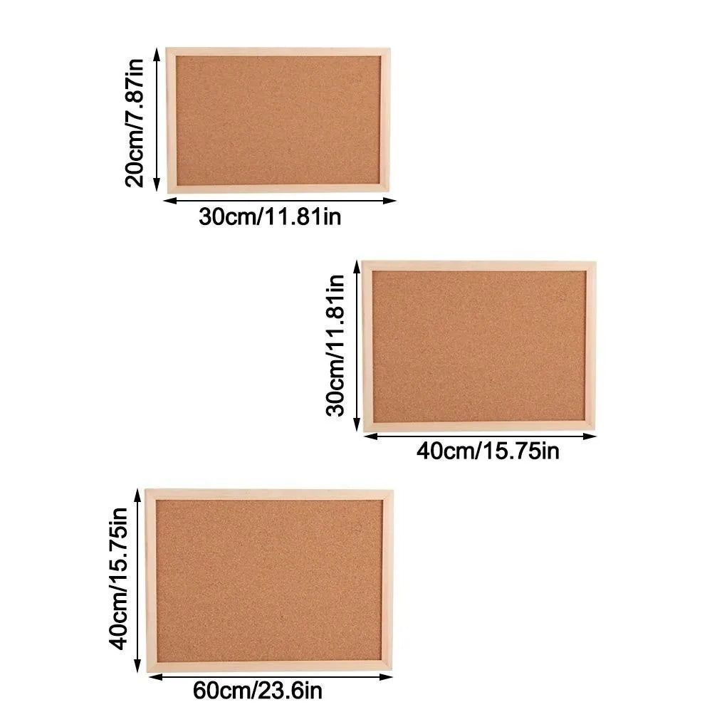 Wooden Framed Cork Bulletin Board — Decorative Memo Display Panel