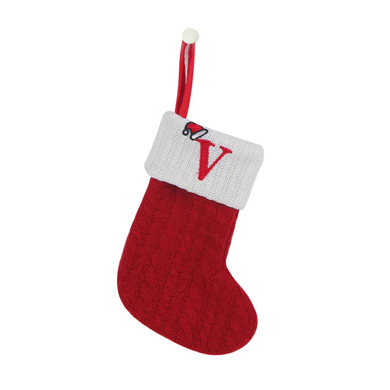 Knitted Snowflake Christmas Stocking — Decorative Holiday Tree Ornament