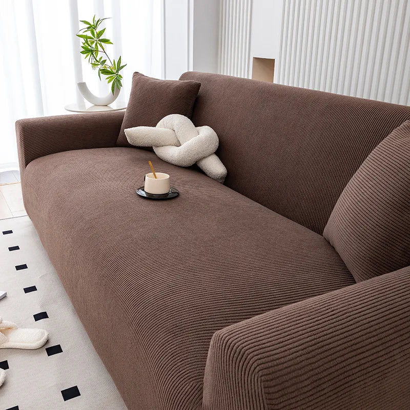 Soft Corduroy Sofa Cover — Non-Slip Elastic Full Wrap Slipcover