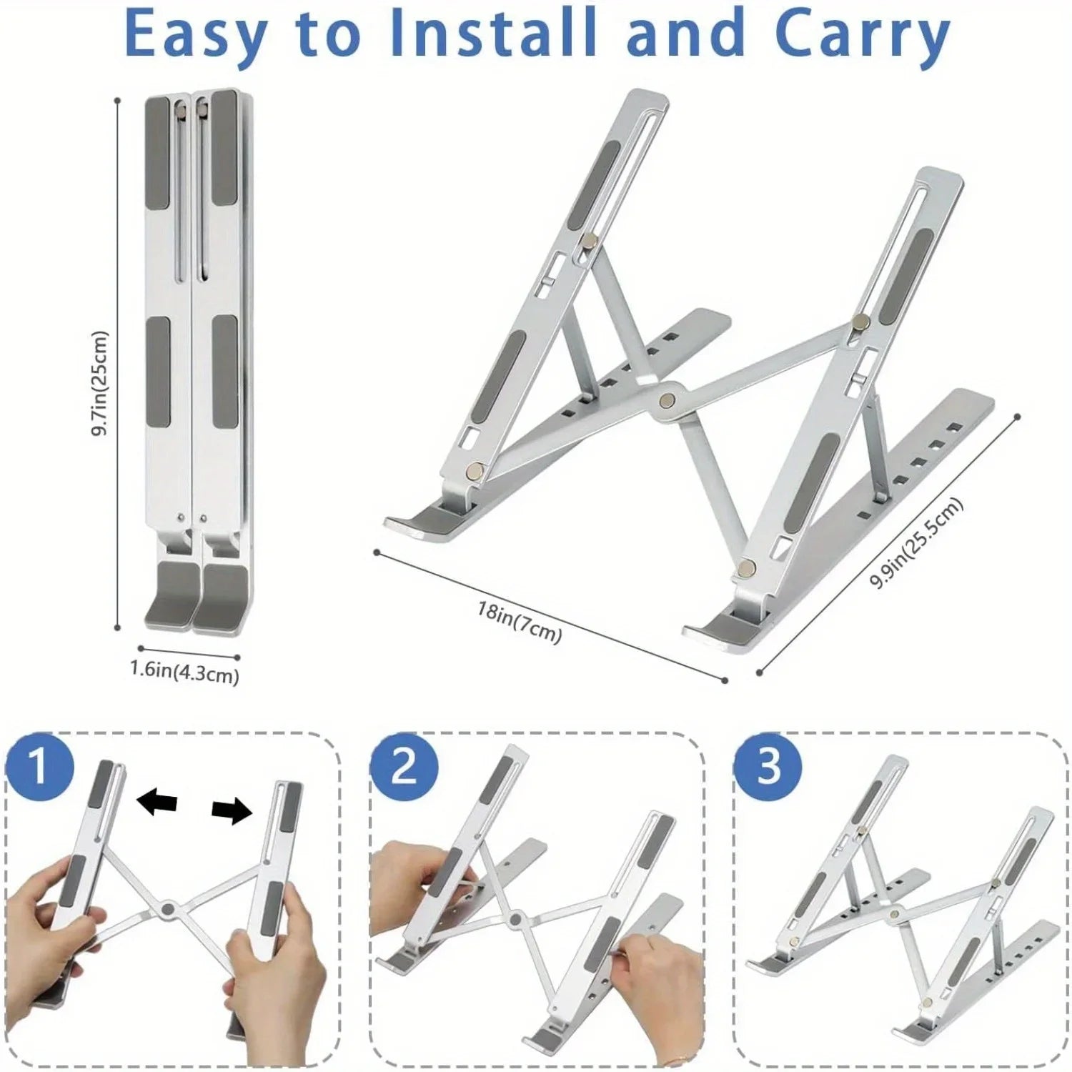 Adjustable Aluminum Laptop Stand — Ergonomic Foldable Notebook Holder