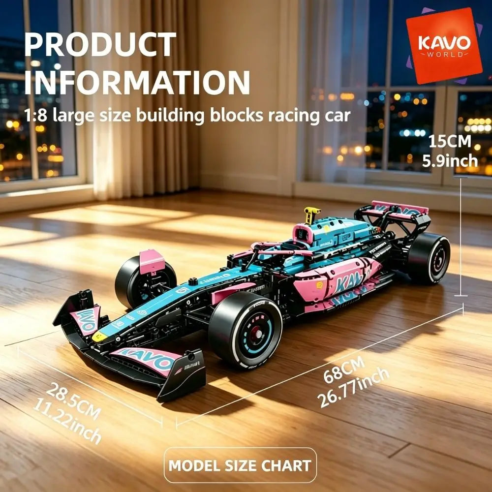 KAVOWORLD 1:8 Formula Racing Car Building Kit — Mechanical Technical Model Set