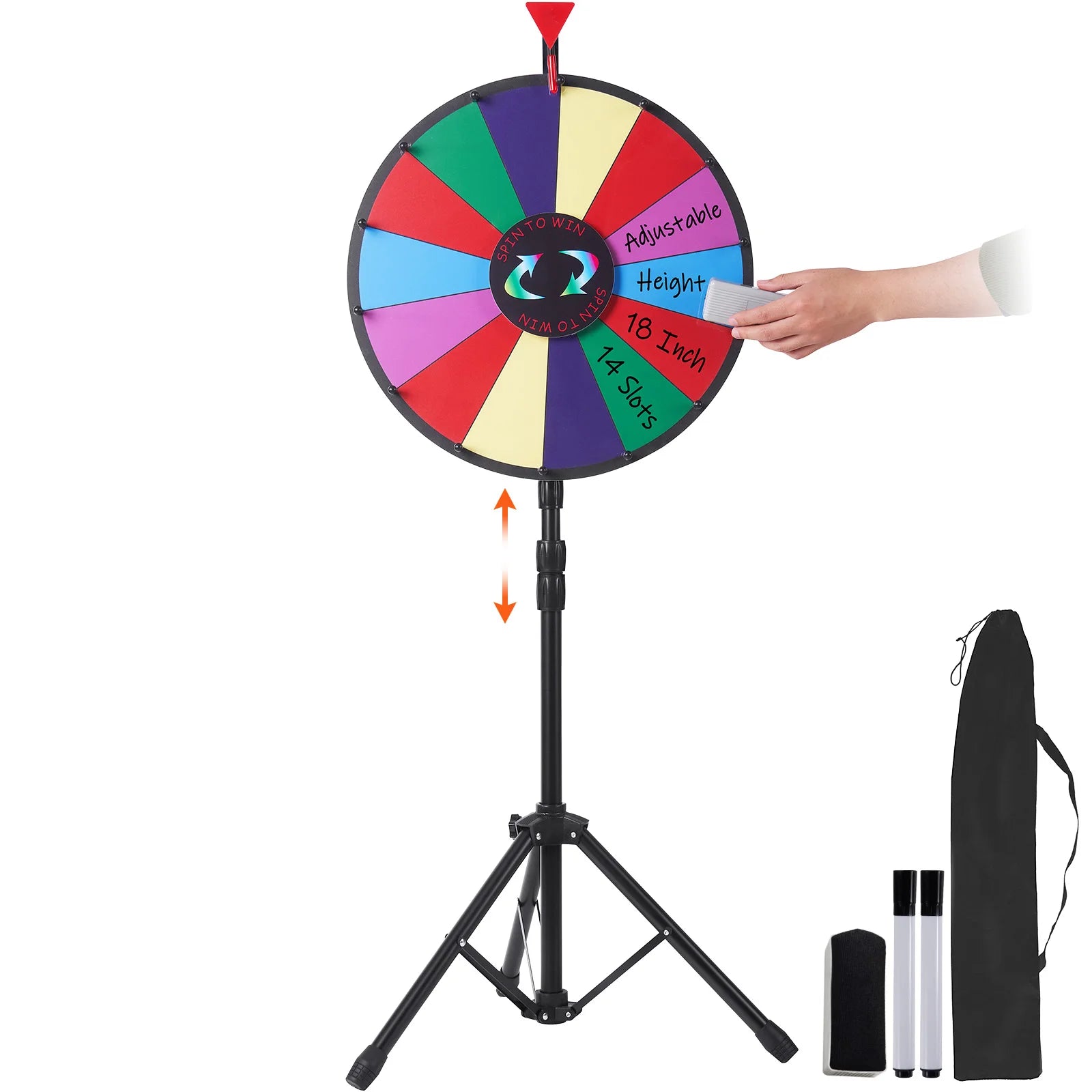 SucceBuy Prize Wheel with Tripod Stand — Customizable Dry Erase Game Spinner