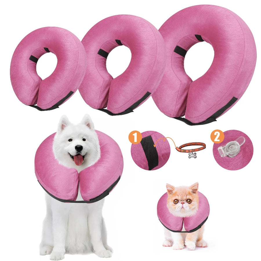 Inflatable Pet Recovery Collar — Soft Protective Cone for Dogs and Cats