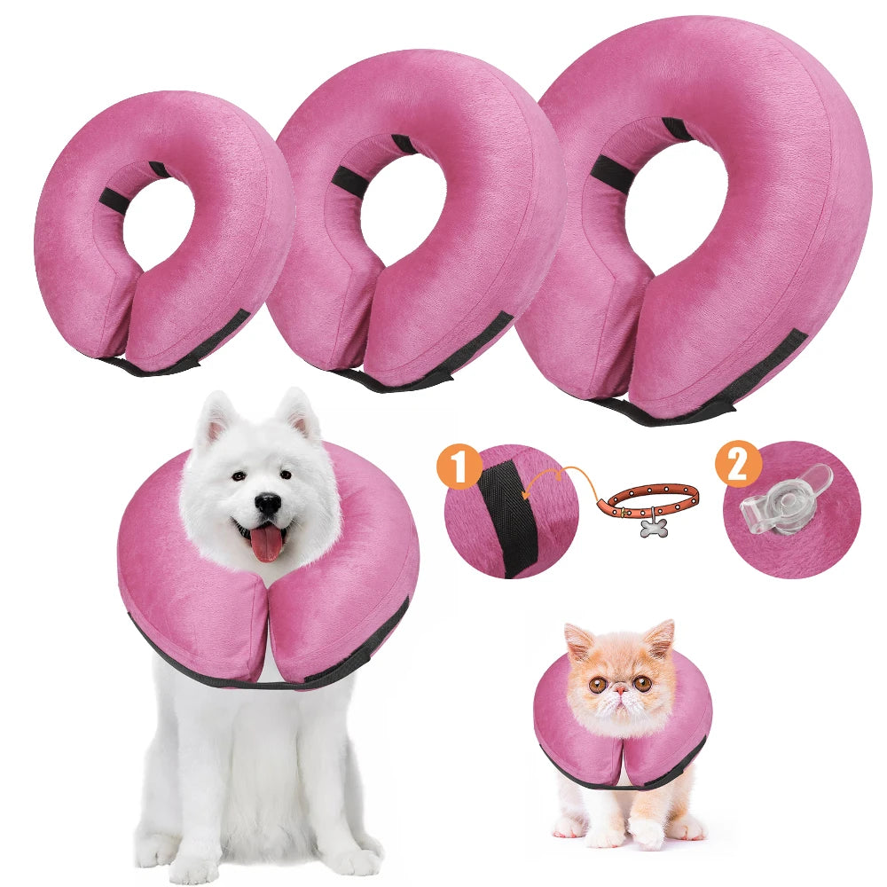 Inflatable Pet Recovery Collar — Soft Protective Cone for Dogs and Cats