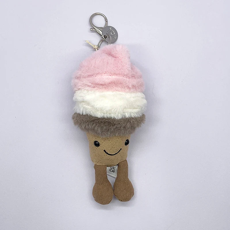 WANGYIXIN Plush Keychain Charm — Cute Marshmallow & Animal Backpack Accessory