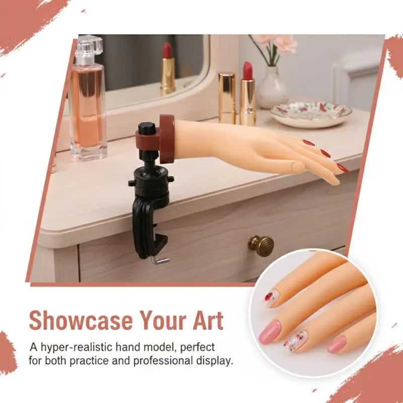 Nail Art Practice Hand — Flexible Manicure Training Model