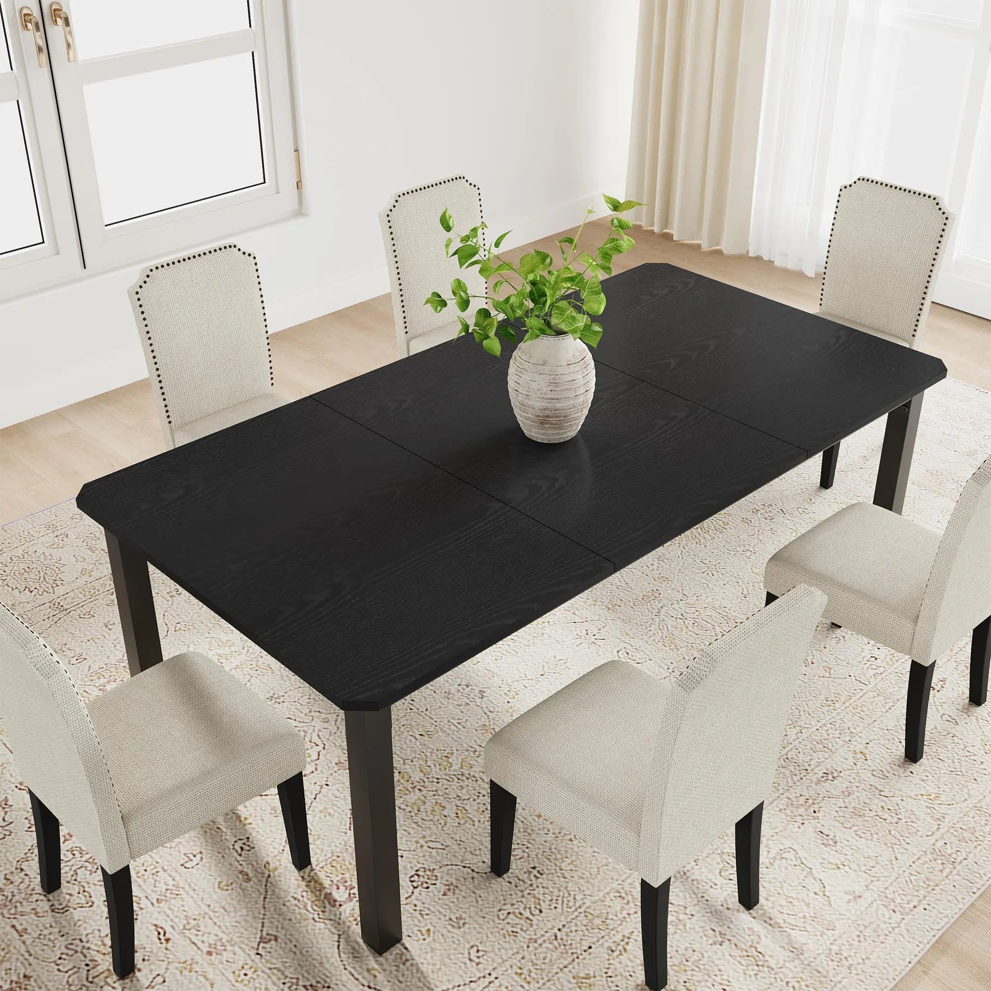 HiMISS Industrial Dining Table — Large Wood Grain Desk with Metal Frame