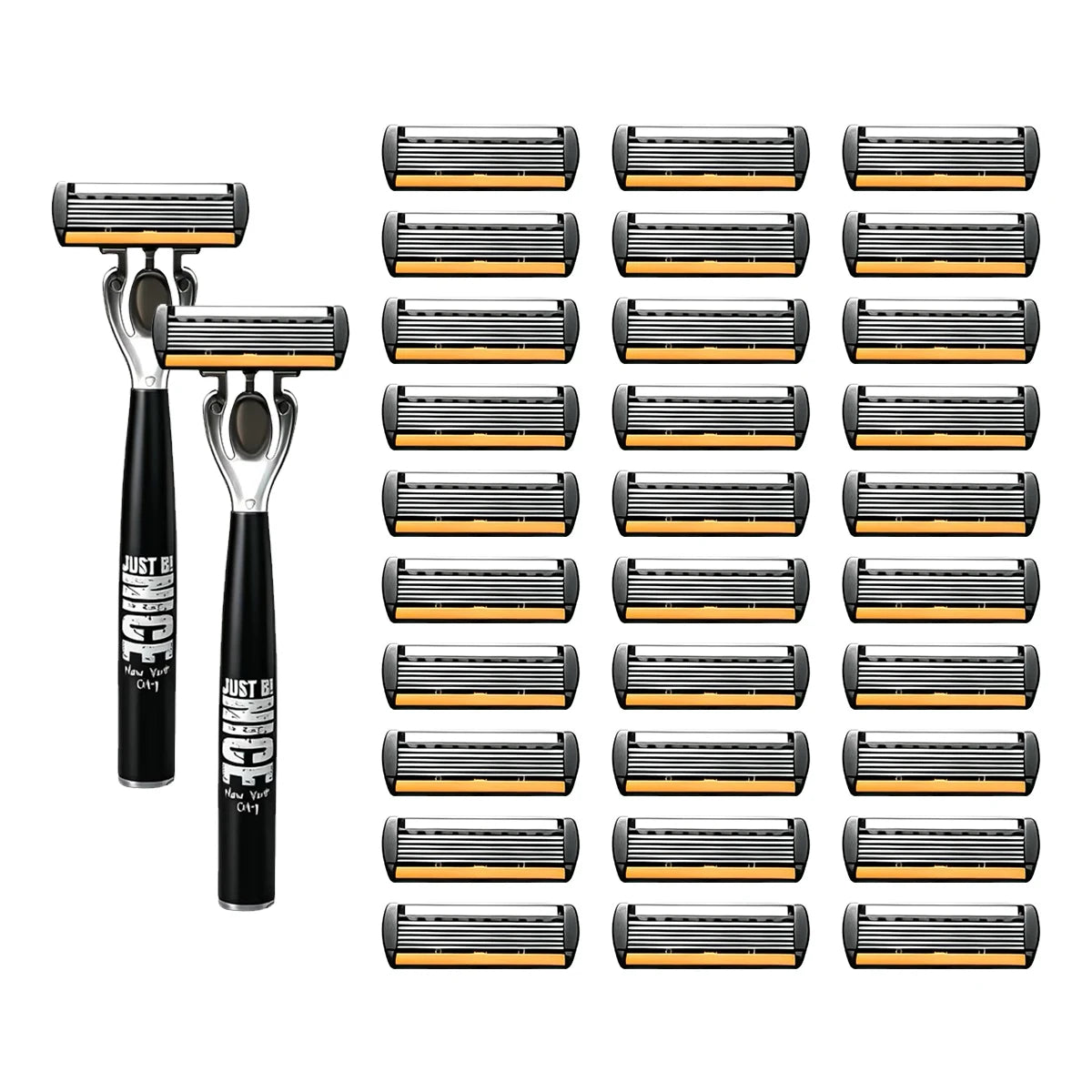 Men's Manual Safety Razor Set — 6-Layer Stainless Steel Blades with Aloe Vera
