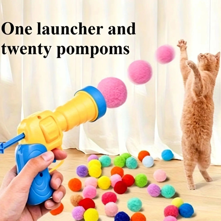 Interactive Cat Toy Playset — 21-Piece Set with Transmitter and Plush Balls