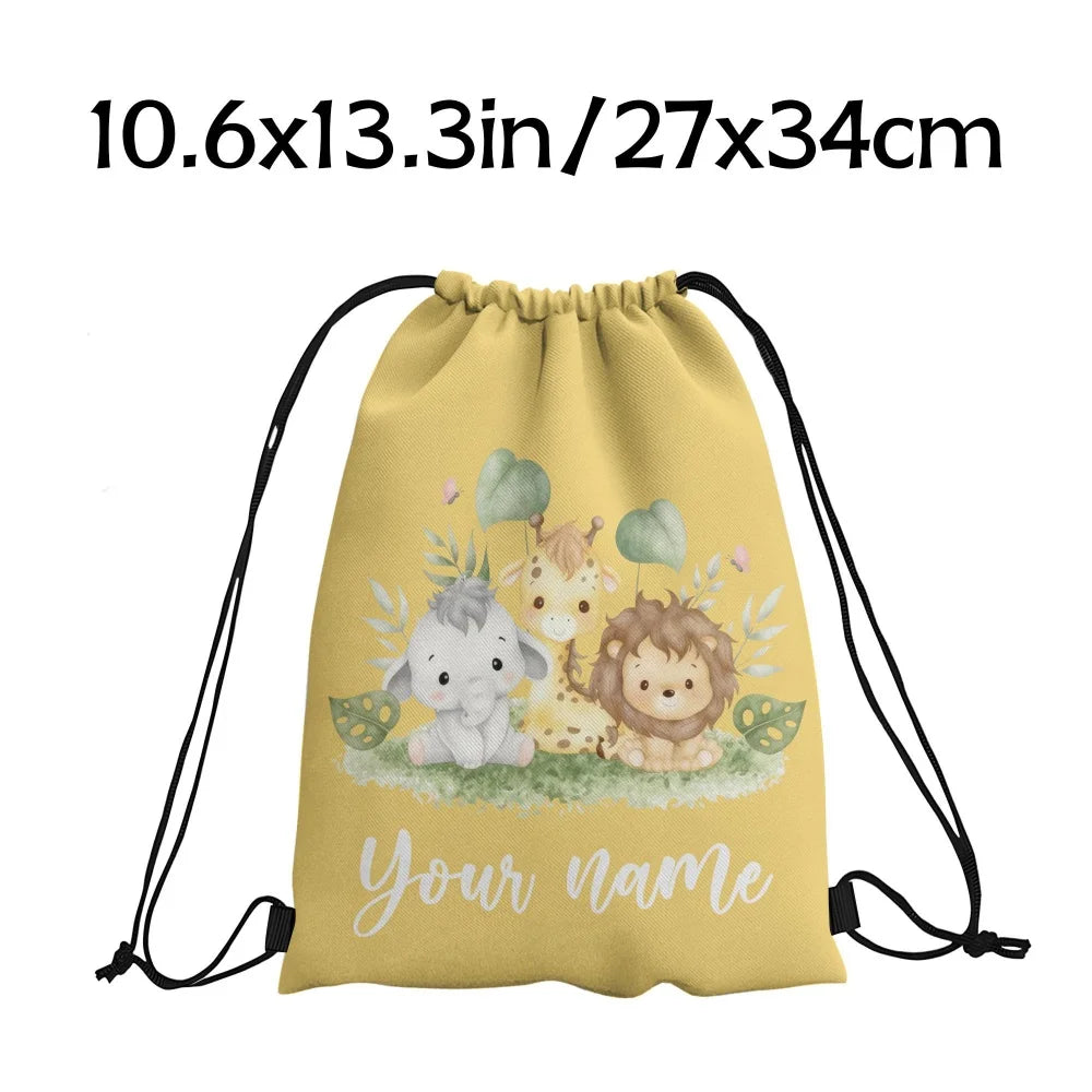 Animal Print Drawstring Bag — Versatile Lightweight Storage Pouch