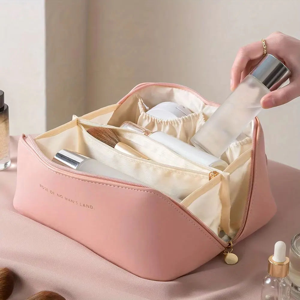 Luxury Makeup Organizer — Spacious Cosmetic Travel Pouch with Zipper