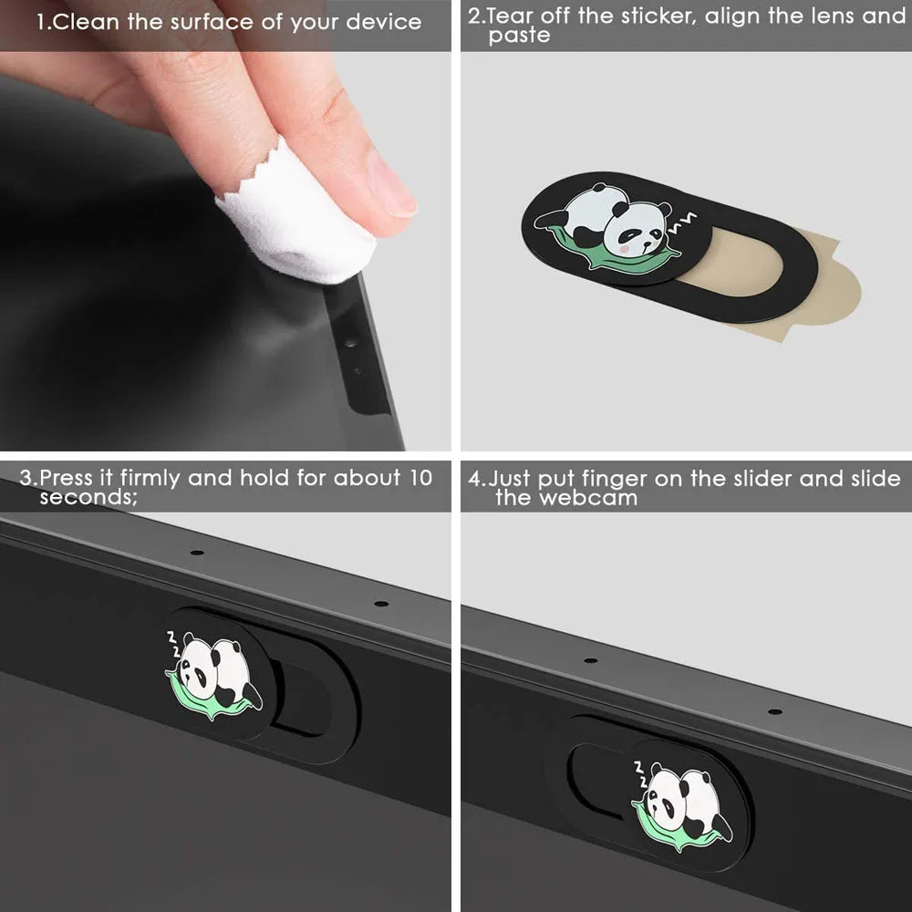 Panda Webcam Camera Cover — Ultra-Thin Privacy Slider for Laptops and Smartphones