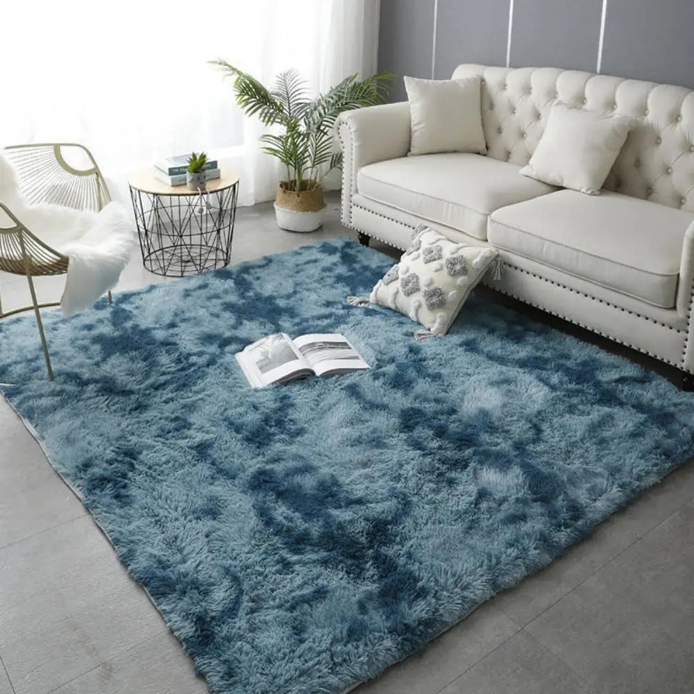 VIKAMA Tie-Dye Plush Carpet — Soft Fluffy Area Rug for Living Room & Nursery