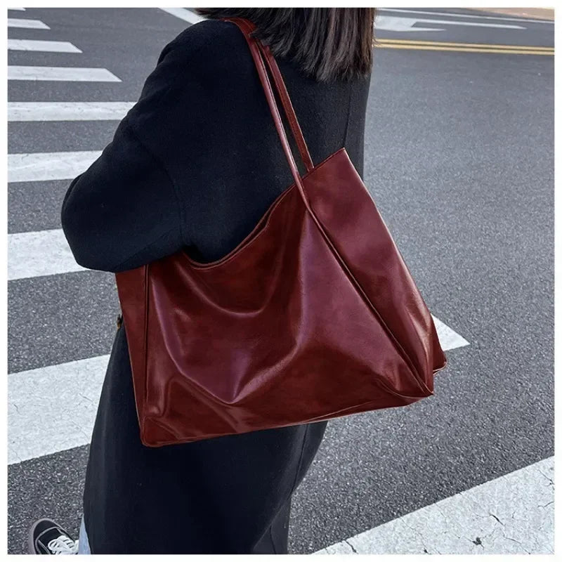 dawndesslo Women's PU Leather Tote Bag — Large Capacity Shoulder Bag