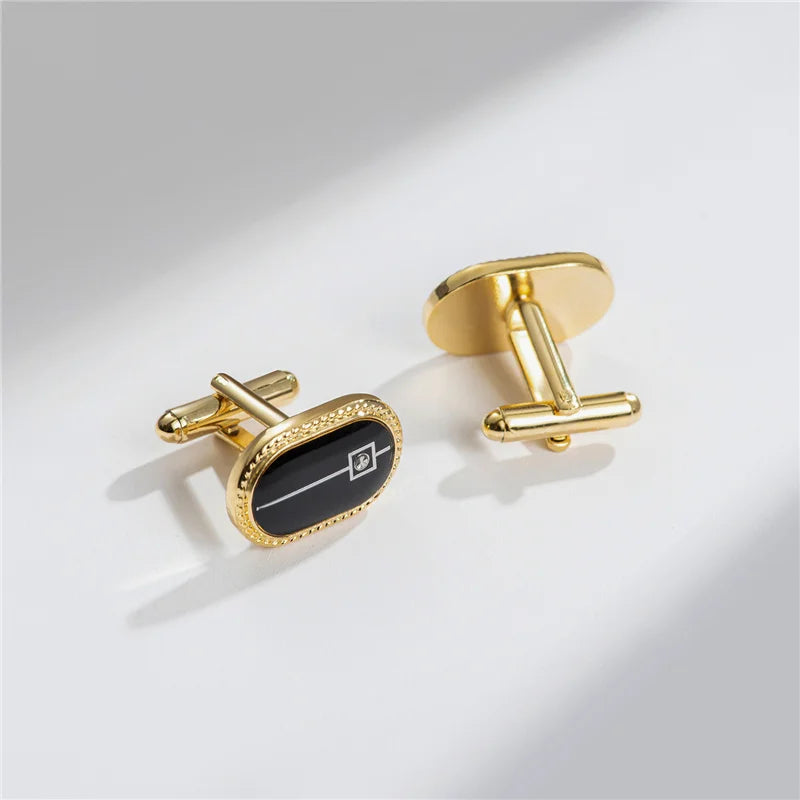 UJOY Luxury Copper Cufflinks — Elegant Round and Square Men's Jewelry Set