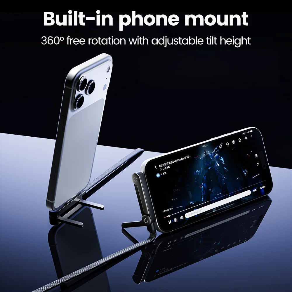 elough 65W Fast Charging Cable — 2-in-1 USB-C Data Wire with Foldable Phone Holder