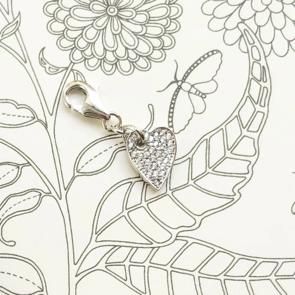 Thaddaeus Heart Zircon Pave Charm — Romantic 925 Sterling Silver Pendant