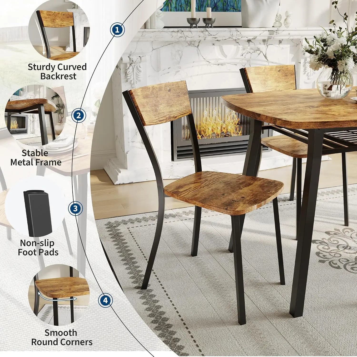 HiMISS 5 Piece Dining Table Set — Space-Saving Kitchen Set with Storage