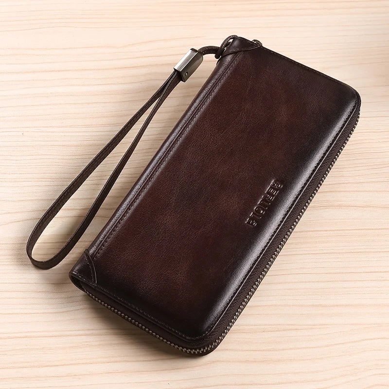 GERUOLA Men's Genuine Leather Long Wallet — Large Capacity Travel Organizer