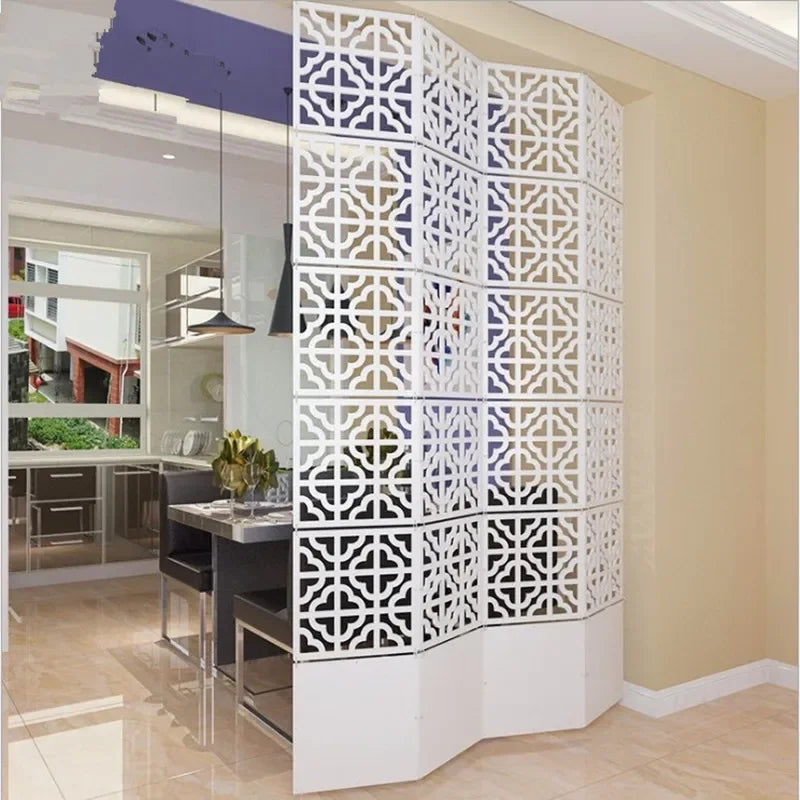 Decorative Folding Screen Partition — Laser Engraved Room Divider, 5-Piece Set