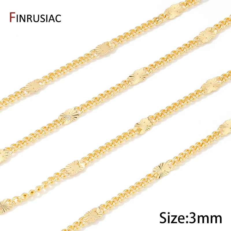 FINRUSIAC 14K Gold Plated Brass Cable Chain — DIY Jewelry Making Supplies