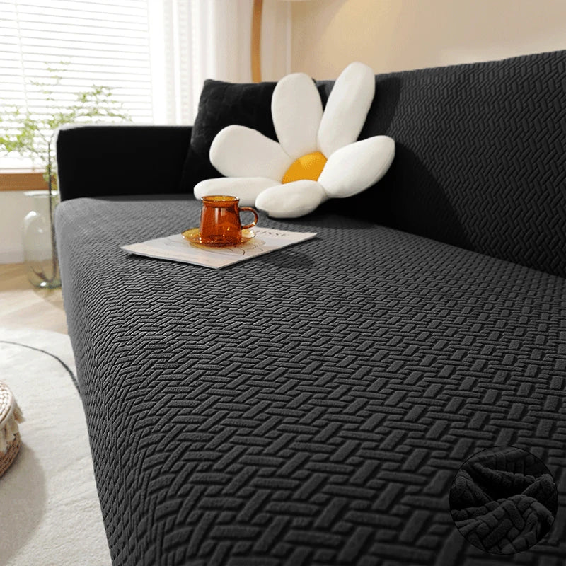 Jacquard Elastic Sofa Cover — Stretch Polar Fleece Slipcover Protector