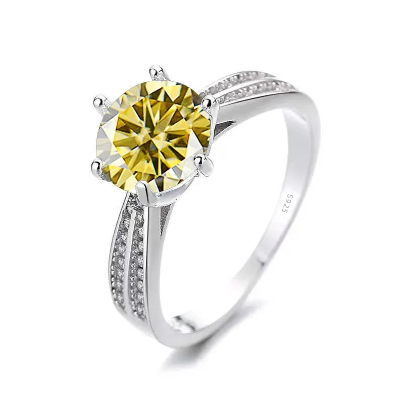 Moissanite Sterling Silver Ring — Classic Round Cut Engagement Jewelry