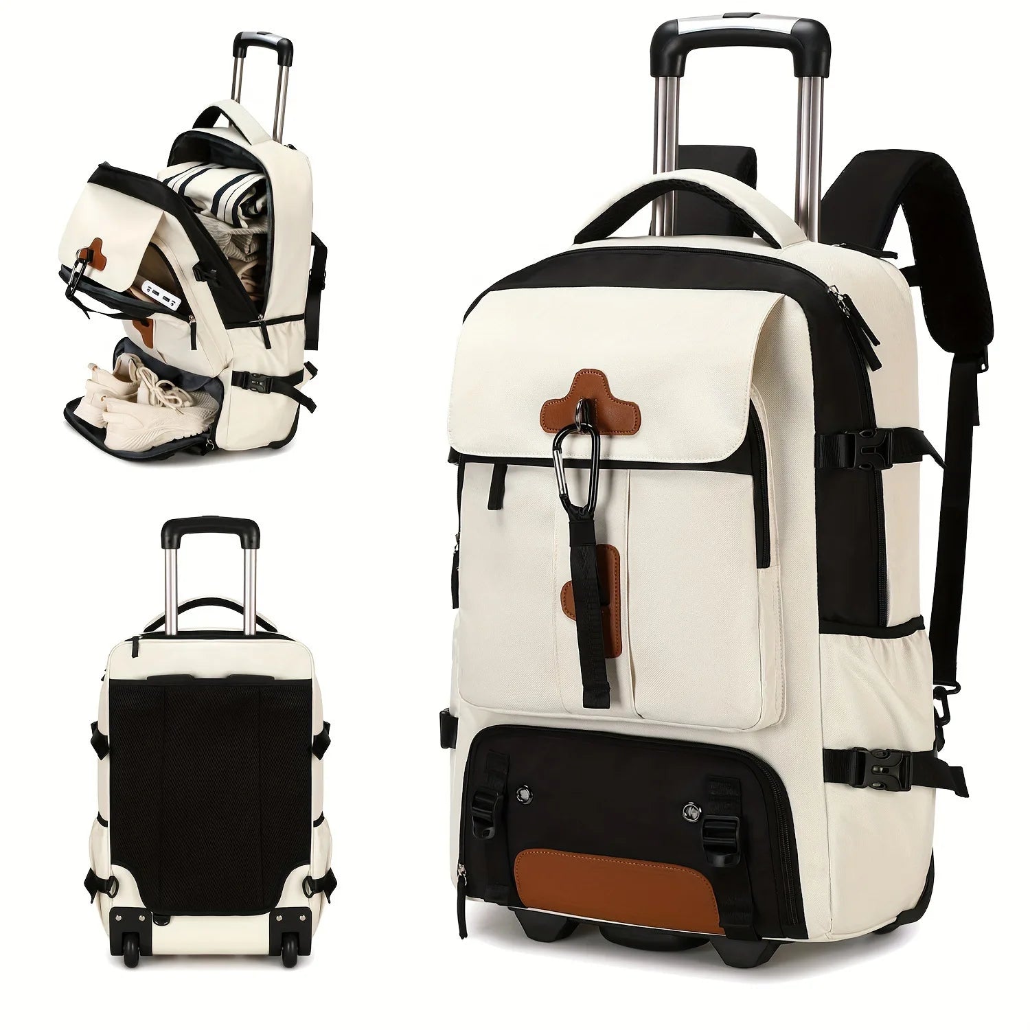 Large Capacity Rolling Backpack — Versatile Travel Trolley with Wheels