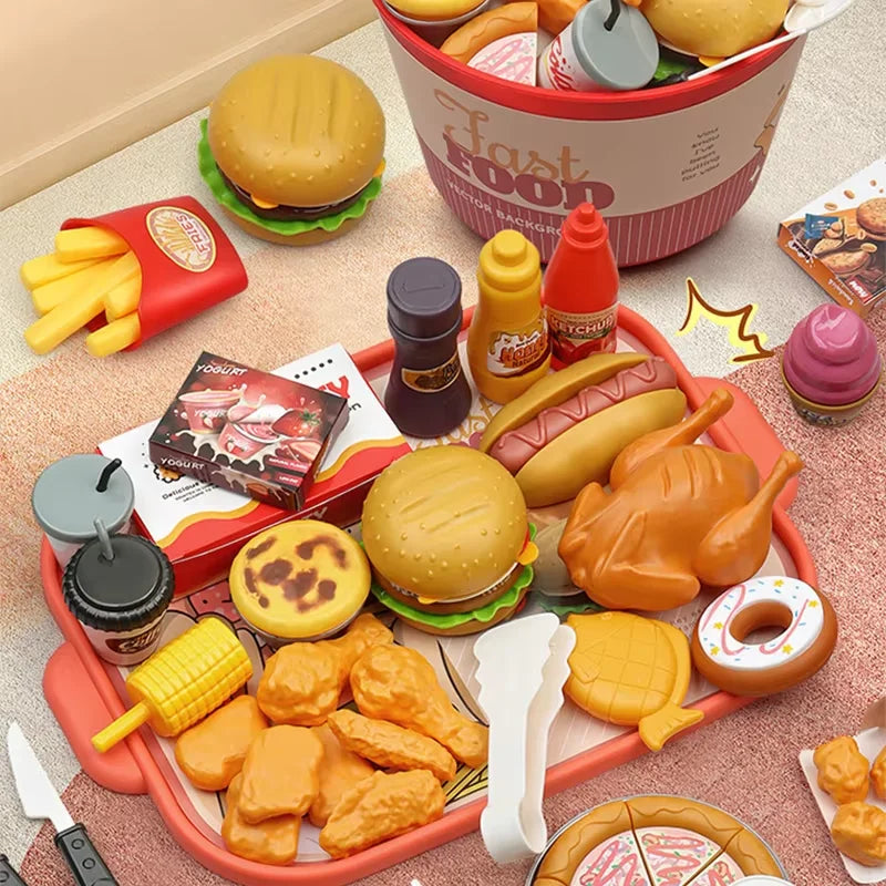 OUZEY Pretend Play Kitchen Set — Realistic Fast Food Simulation Toy