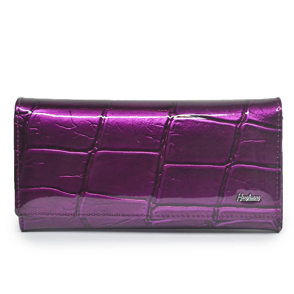 Wishehappy Genuine Leather Stone Pattern Wallet — Luxury Long Organizer