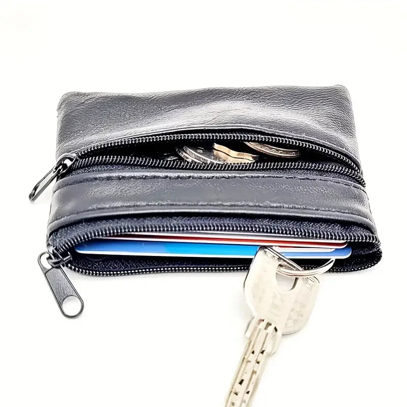Compact PU Leather Coin Purse — Small Zippered Wallet & Key Holder