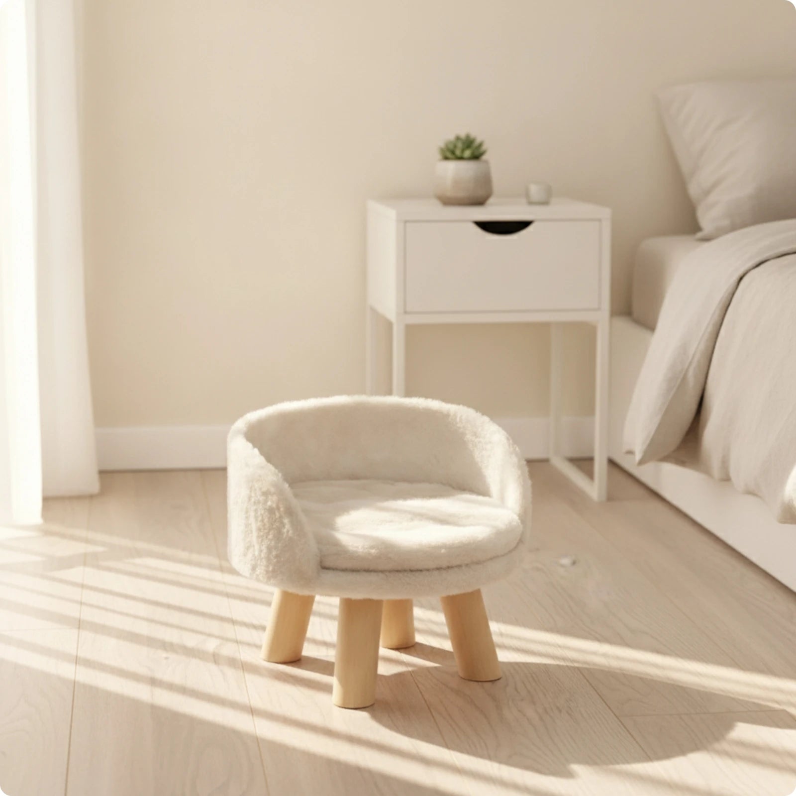 Elevated Cat Sofa Bed — Cozy Cushioned Pet Couch with Wooden Legs