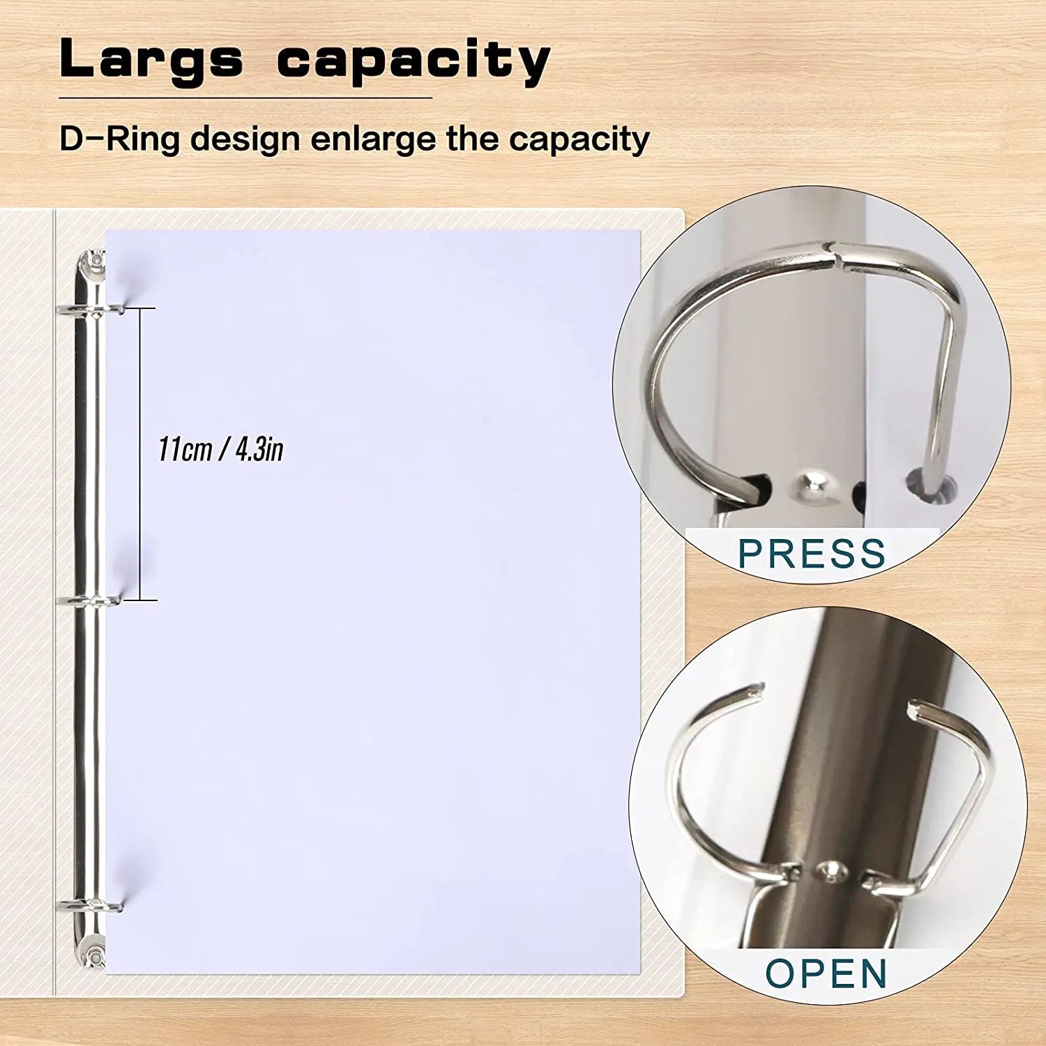 Clear 3-Ring Binder Folder — Large A4 Size Document Organizer