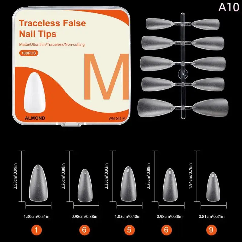 100PCS Clear False Nail Tips — Full Cover Press-On Extensions