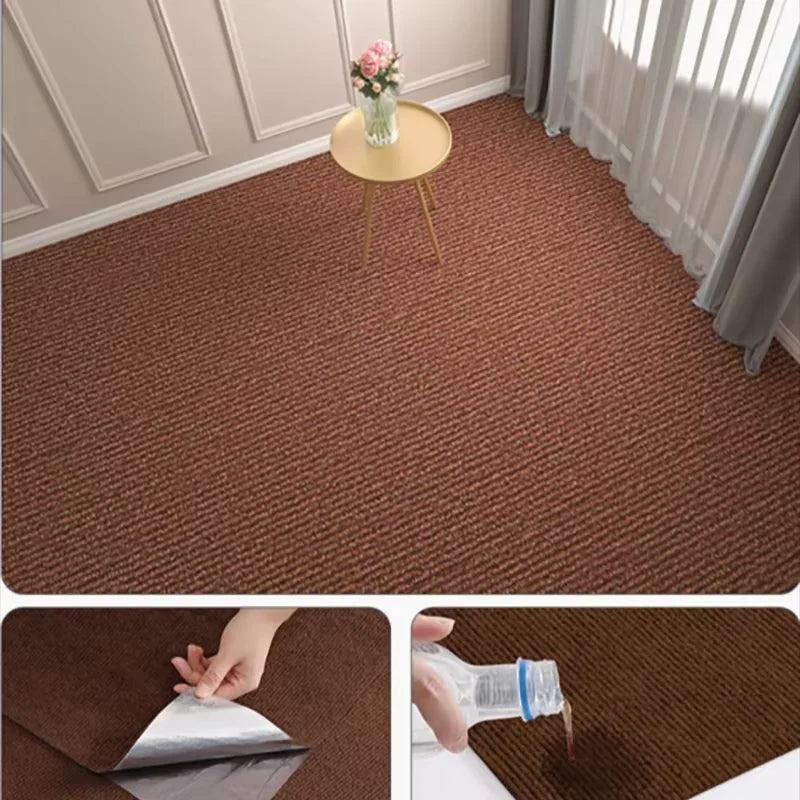 Self-Adhesive Solid Color Area Rug — Water Absorbent Floor Mat for Home
