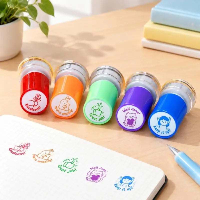 Spanish Teacher Feedback Stamp Set — 5 Colorful Praise Designs for Grading