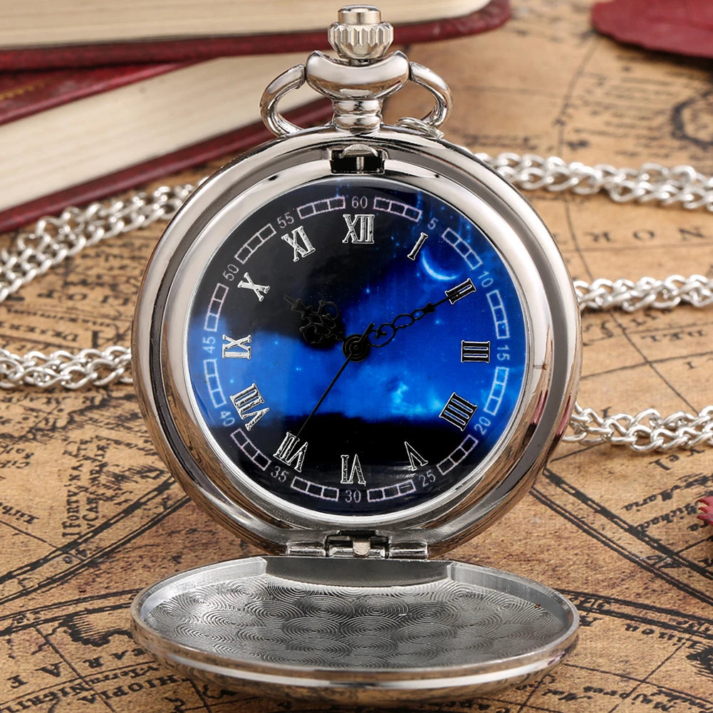 YISUYA Vintage Quartz Pocket Watch — Antique Style Necklace with Fob Chain