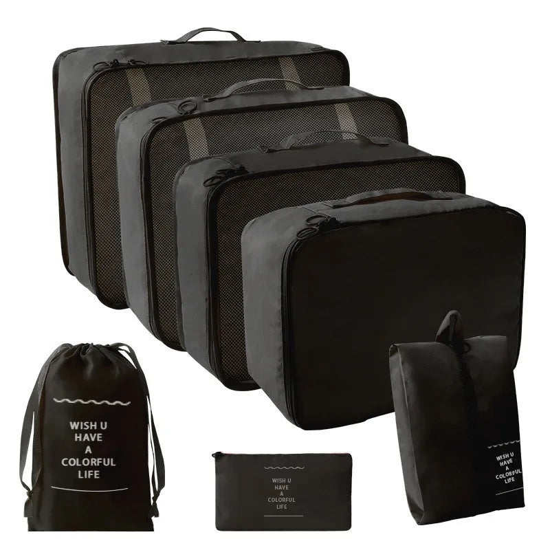 7-Piece Travel Luggage Organizer Set — Foldable Suitcase Packing Cubes