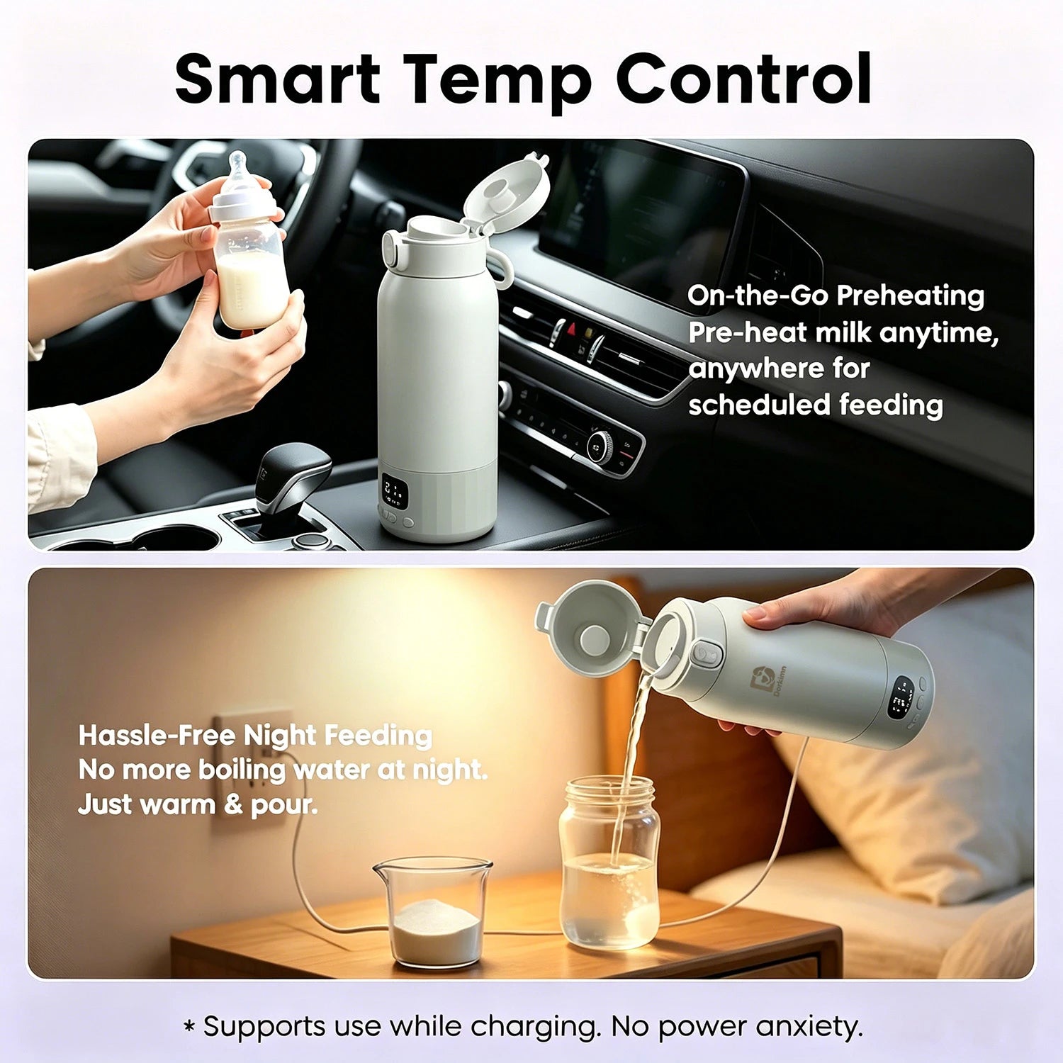 USB Rechargeable Heated Water Bottle — 500ml Digital Display Thermos