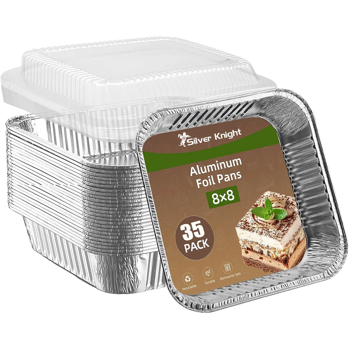 SilverKnight Square Aluminum Baking Pans — 35-Piece Set with Dome Lids