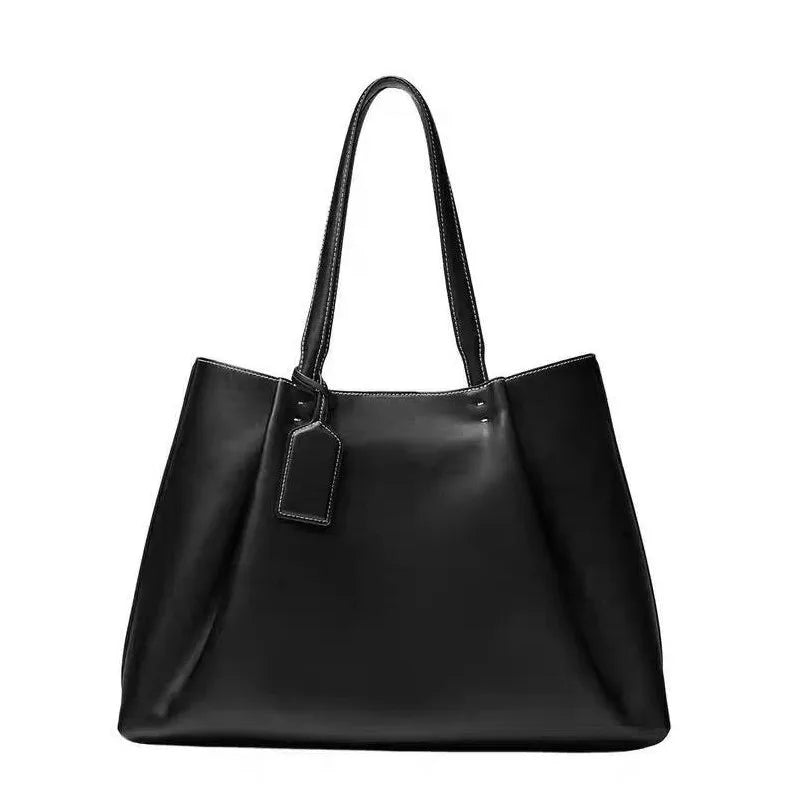 Ruched PU Leather Handbag — Large Shoulder Bag & Crossbody Bucket Bag