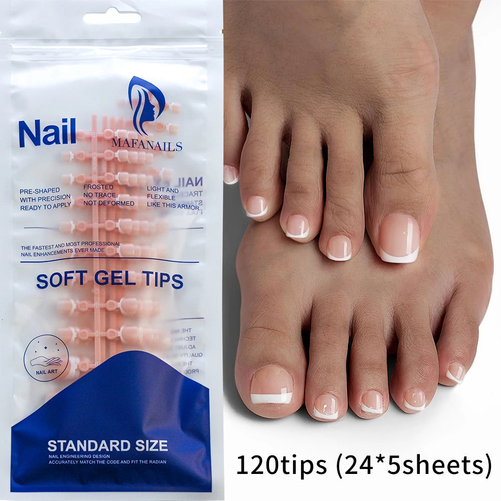 100pc Press On Toenails — Short Square Fake Nail Set for Manicure