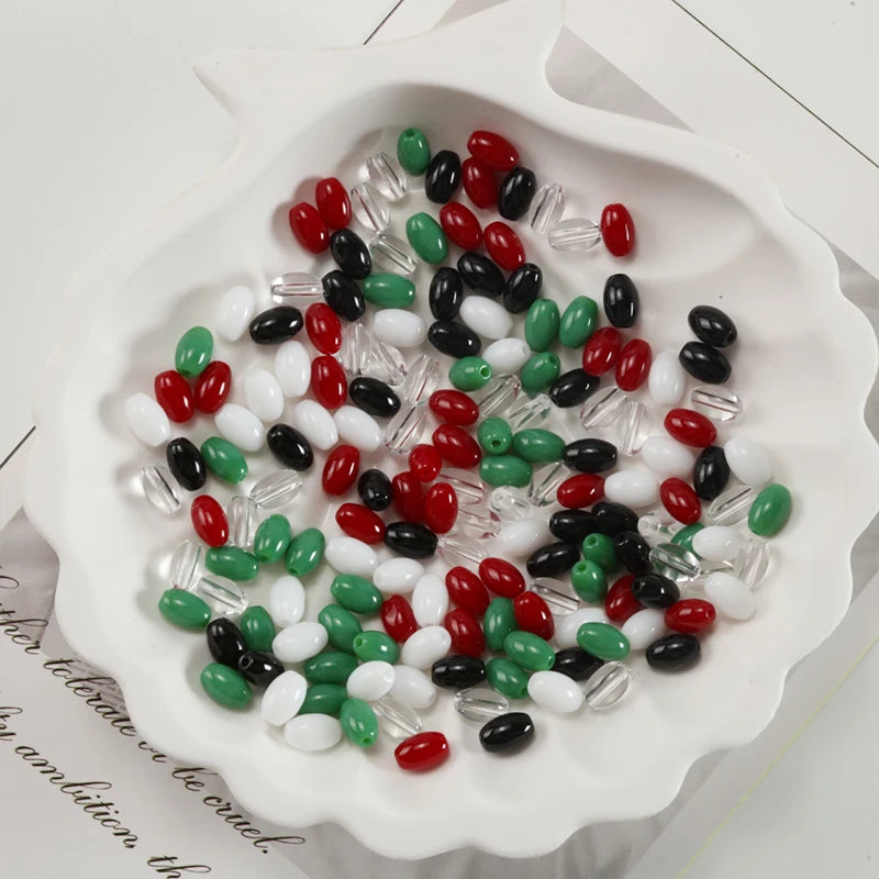 Oval Glass Rice Spacer Beads — Solid Color Jewelry Making Supplies