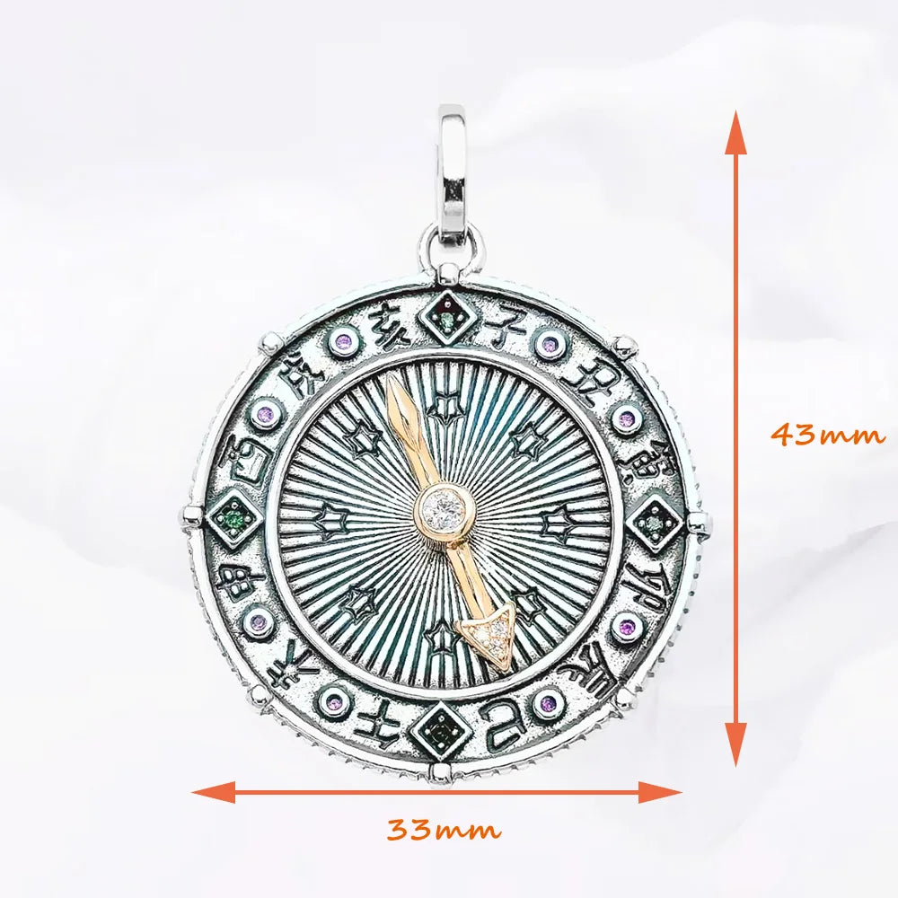 Thaddaeus Compass Ethno Pendant — Vintage 925 Sterling Silver Lucky Amulet